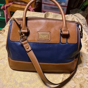 tignanello navy and cognac purse